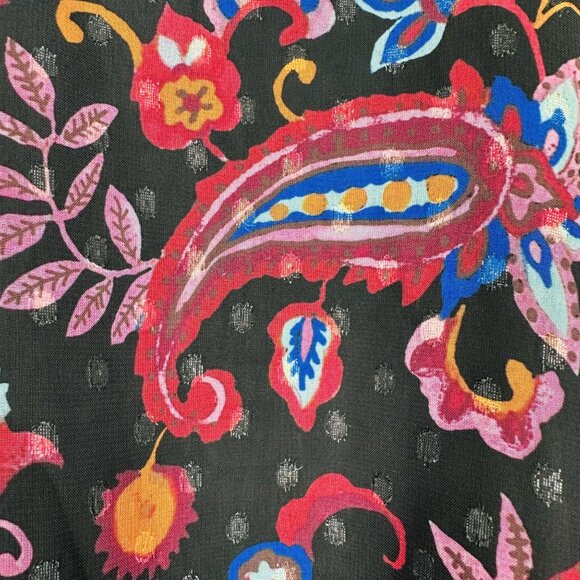 Stitch Fix Estelle Multicolor Short Sleeve Sheer Floral Asymmetric Blouse 14 - Picture 5 of 10